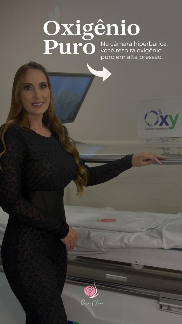 Dra. Cristiana com a Câmara Hiperbárica Rosa Clin